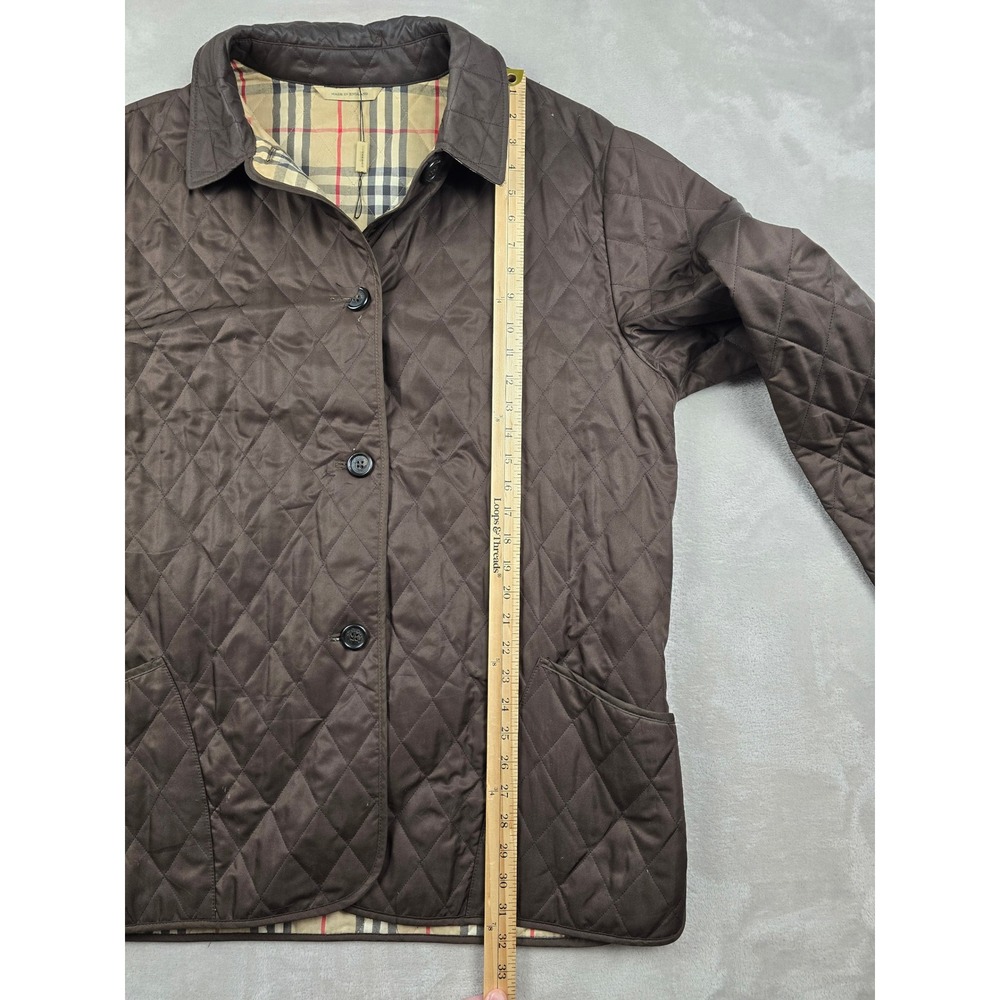 Burberry London Diamond Quilted Jacket Women XL Brown Nova Check Lining - Picture 6 of 16